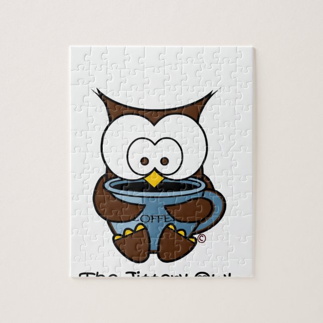 Jeffy The Jittery Owl Blue Mug Jigsaw Puzzle (Vertical)