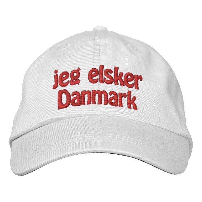 Jeg Elsker Danmark Embroidered Baseball Hat (Front)