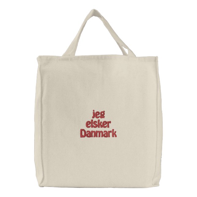 Jeg Elsker Danmark Embroidered Tote Bag (Front)