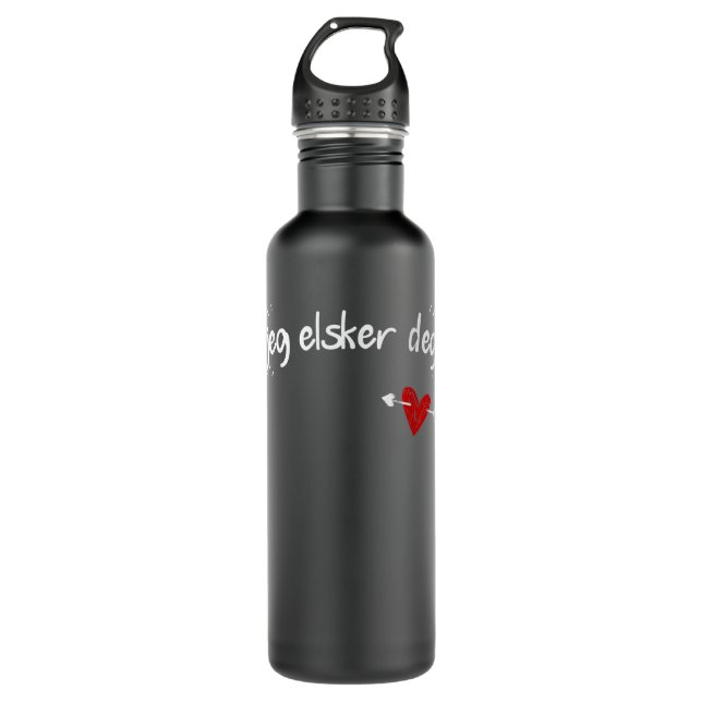 Jeg Elsker Deg I Love You in Norwegian Stainless Steel Water Bottle (Front)