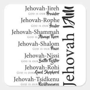 Jehova names  square sticker