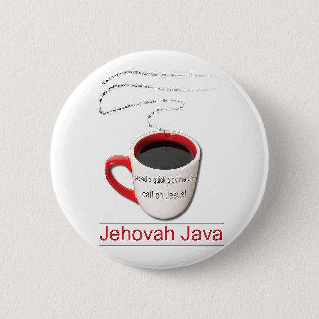 Jehovah Java Pinback Button (Front)