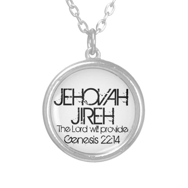 Jehovah Jireh bible verse Genesis 22:14 Silver Plated Necklace (Front)