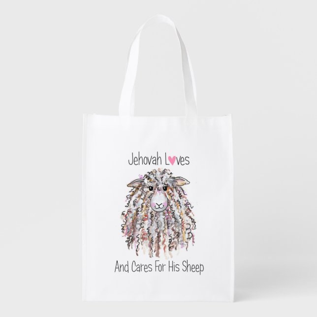 “Jehovah Loves His Sheep” Grocery Bag (Front)