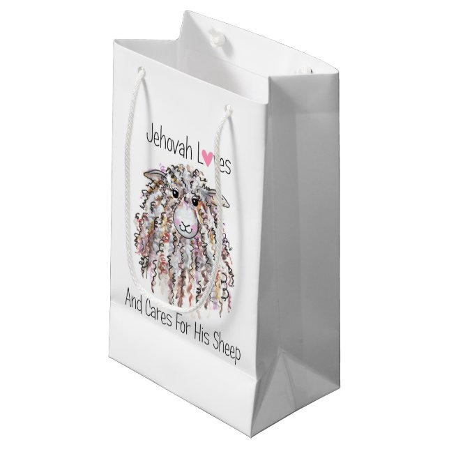 “Jehovah Loves His Sheep” Small Gift Bag (Front Angled)