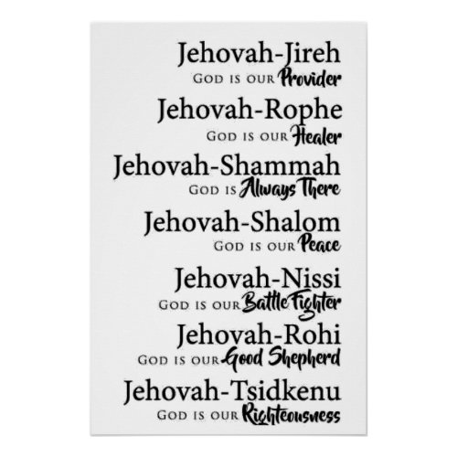 Jehovah names poster