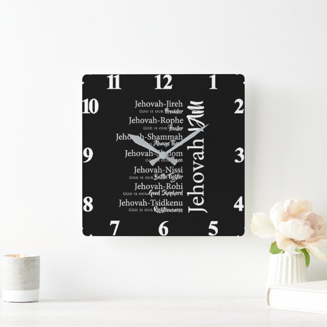 Jehovah names square wall clock (Home)