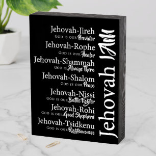 Jehovah names wooden box sign