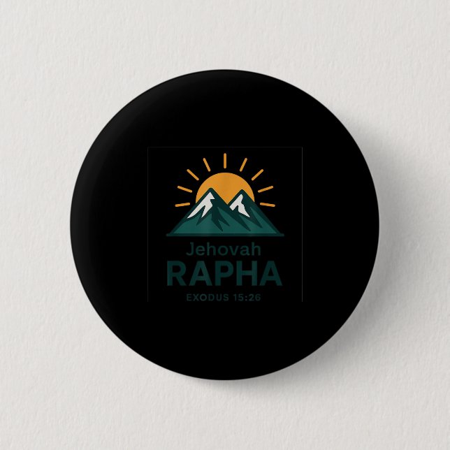 Jehovah Rapha Christian Faith Mountain Bible Verse Button (Front)