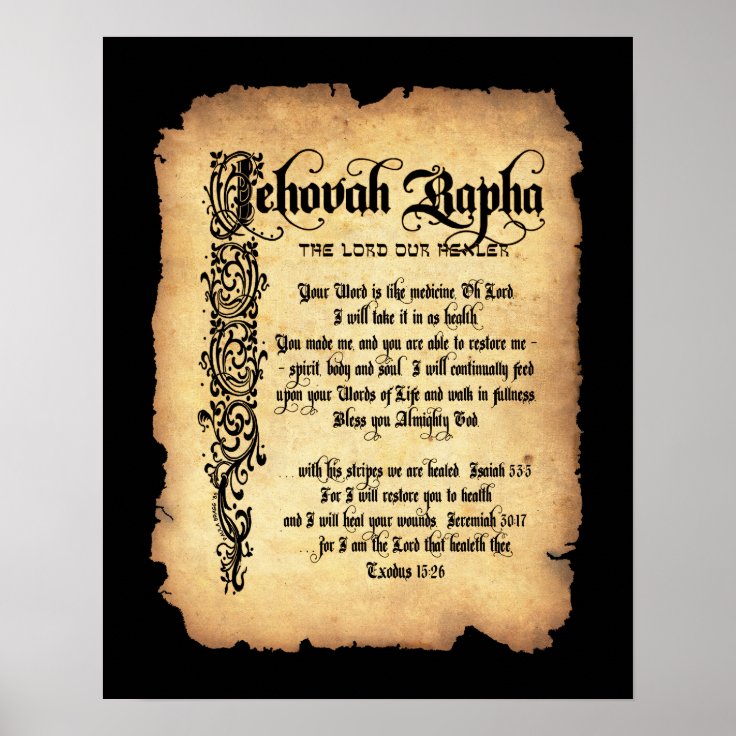 Jehovah Rapha, Lord our Healer Names of God Poster Zazzle