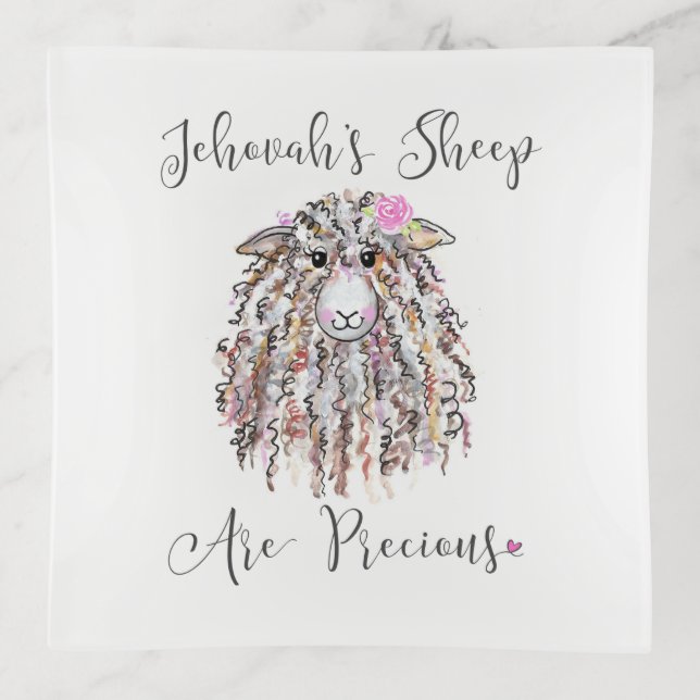 “Jehovah’s Sheep Are Precious” Trinket Tray (Front)