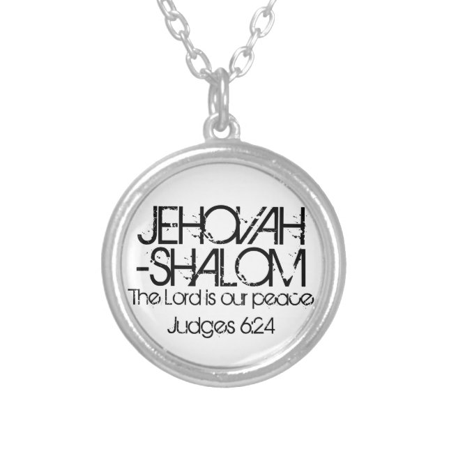 JEHOVAH-SHALOM bible verse Judges 6:24 Silver Plated Necklace (Front)
