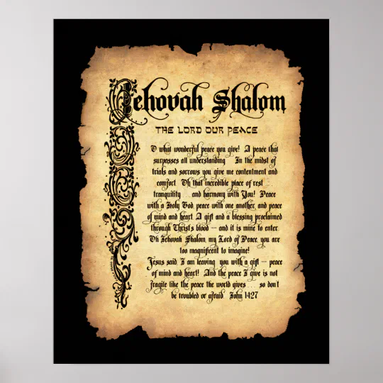 Jehovah Shalom, Lord Our Peace: Names Of God Poster | Zazzle.com