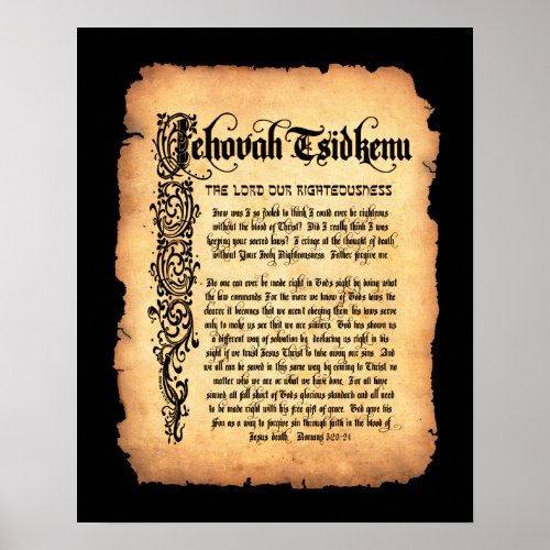 Jehovah Tsidkenu Lord Righteousness Names of God Poster