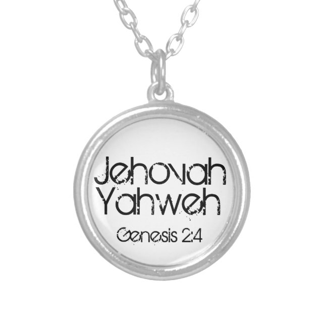 Jehovah/Yahweh bible verse Genesis 2:4 Silver Plated Necklace (Front)