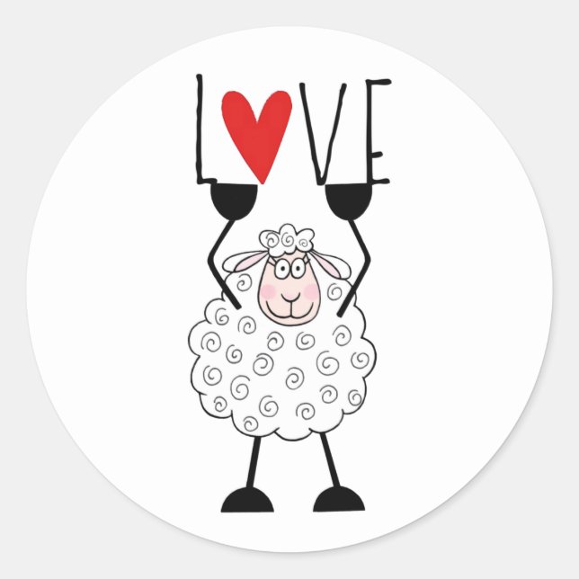 “Jehovah's Sheep with Heart" Classic Round Sticker (Front)
