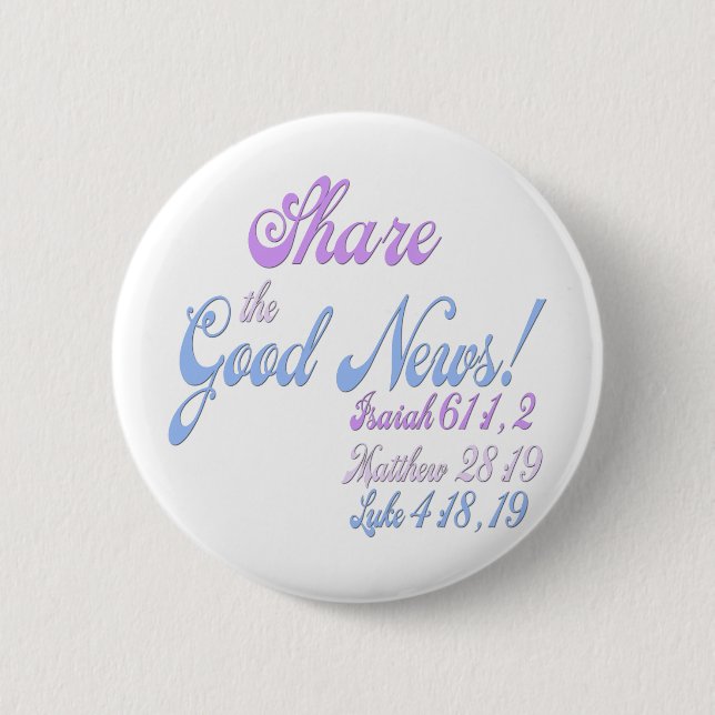 Jehovah's Witness Good News Pinback Button (Front)