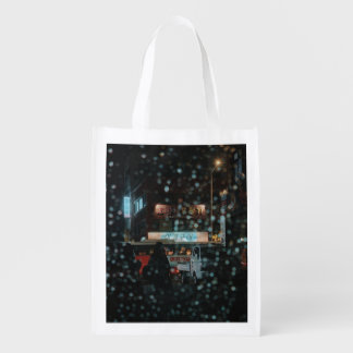 Jeju City Rainy Night South Korea Reusable Bag