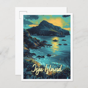 Jeju Island South Korea Art Travel Illustration Postcard