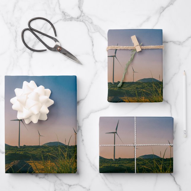 Jeju Wind Farm Landscape Wrapping Paper (Front)