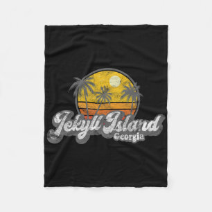Jekyll Island Ga 70's Retro Fishing Boating Beach  Fleece Blanket