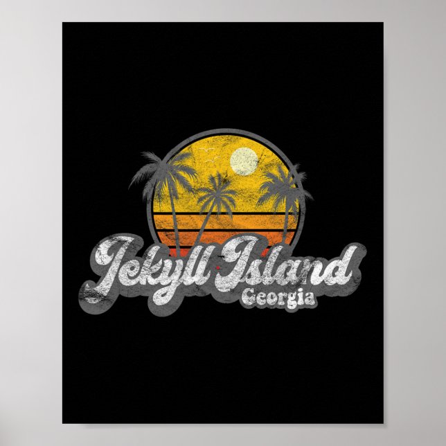 Jekyll Island Ga 70's Retro Fishing Boating Beach  Poster (Front)
