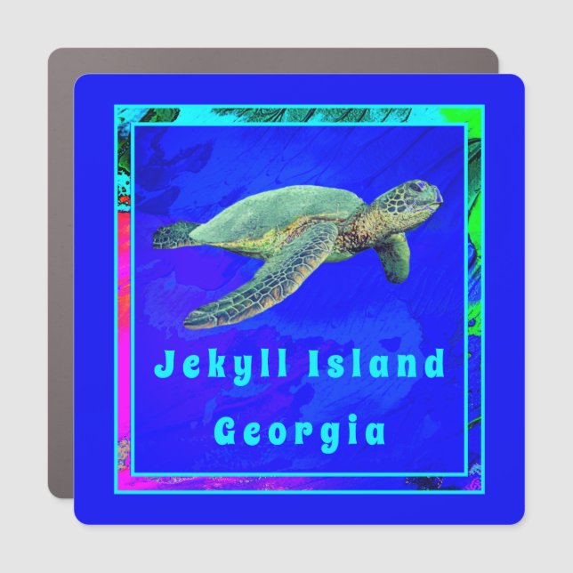 Jekyll Island GA Ocean Blue Sea Turtle Car Magnet (Front)
