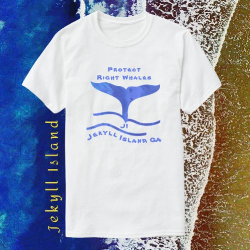 Jekyll Island GA Right Whale Fins and Waves T_Shirt