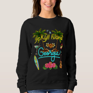 Jekyll Island Georgia Beach Summer Palm Sun Set Pa Sweatshirt