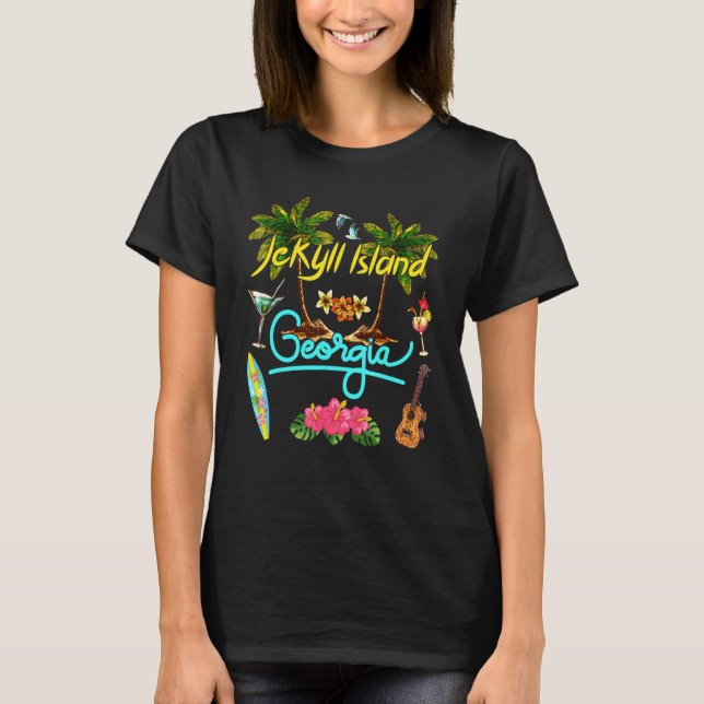 Jekyll Island Georgia Beach Summer Palm Sun Set Pa T-Shirt (Front)