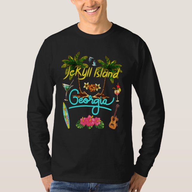 Jekyll Island Georgia Beach Summer Palm Sun Set Pa T-Shirt (Front)