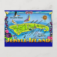 Jekyll Island Georgia Colorful Postcard