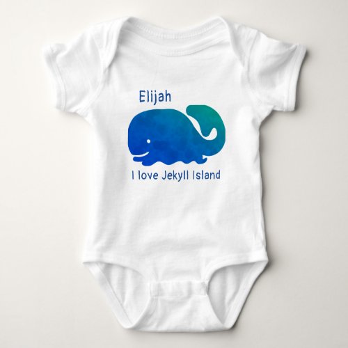 Jekyll Island Georgia Cute Blue Whale Baby Bodysuit
