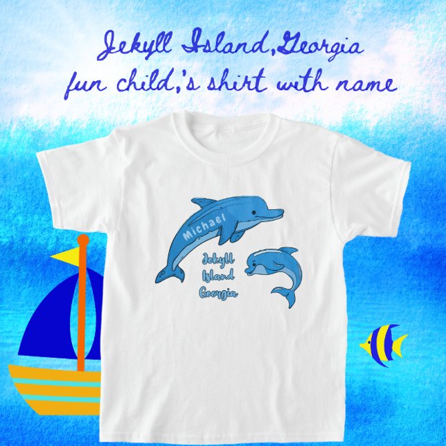 Jekyll Island Georgia Cute Playful Blue Dolphins T-Shirt (Creator Uploaded)