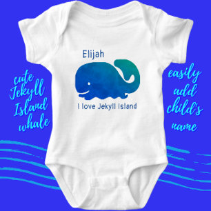 Jekyll Island, Georgia Cute Whale and Name Baby Bodysuit