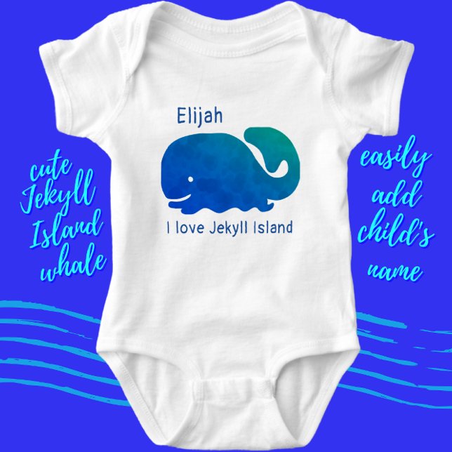 Jekyll Island, Georgia Cute Whale and Name Baby Bodysuit (Creator Uploaded)