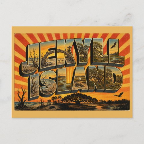 Jekyll Island Georgia Driftwood Beach Forest Art Postcard