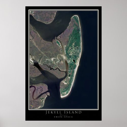 Jekyll Island Georgia From Space Satellite Map Poster