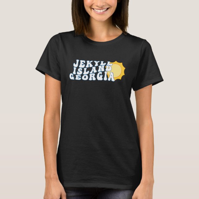 Jekyll Island Georgia GA Retro Wavy Family Vacatio T-Shirt (Front)