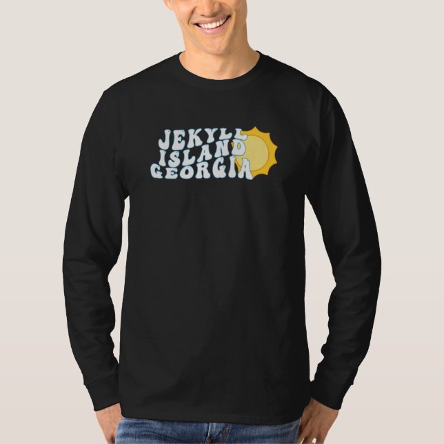 Jekyll Island Georgia GA Retro Wavy Family Vacatio T-Shirt (Front)