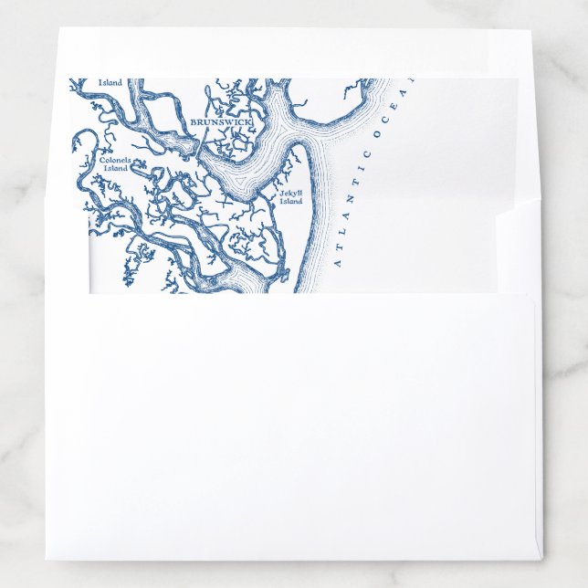 Jekyll Island Georgia Map DIY Envelope Liner (In Envelope)