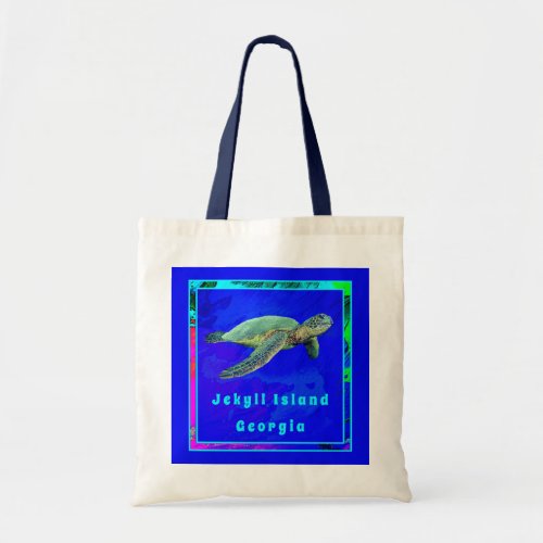 Jekyll Island Georgia Ocean Blue Sea Turtle Tote Bag