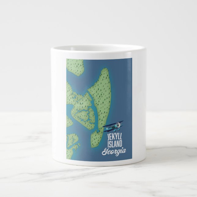 Jekyll Island Georgia USA map Giant Coffee Mug (Front)