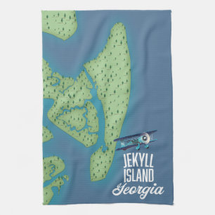 Jekyll Island Georgia USA map Kitchen Towel