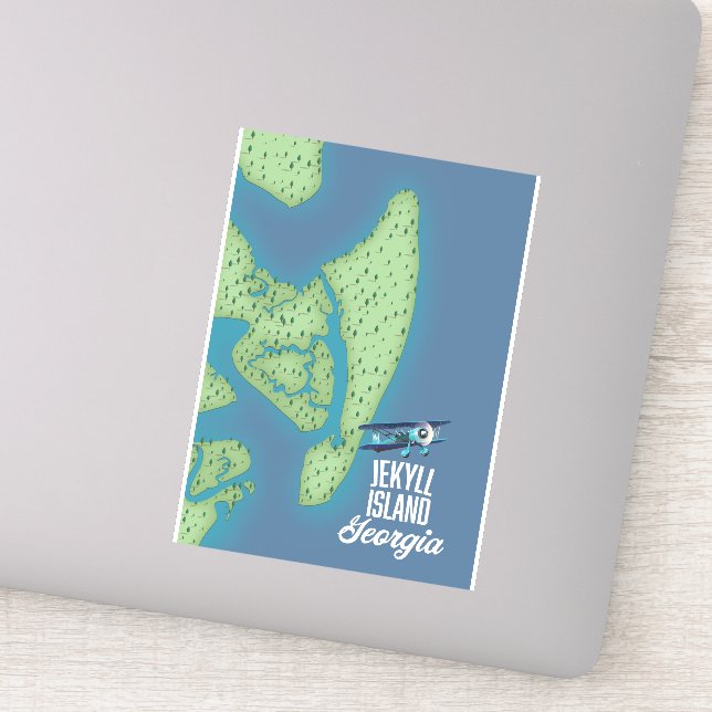 Jekyll Island Georgia USA map Sticker (Detail)