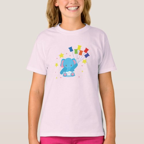 Jello Colors  Baby Elephant with Colorful Bears Ca T_Shirt