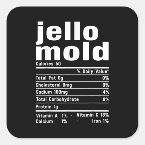Jello Mold Nutrition Facts Family Matching Christm Square Sticker
