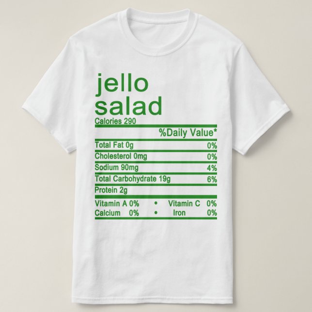 jello salad Nutrition Facts label T-Shirt (Design Front)