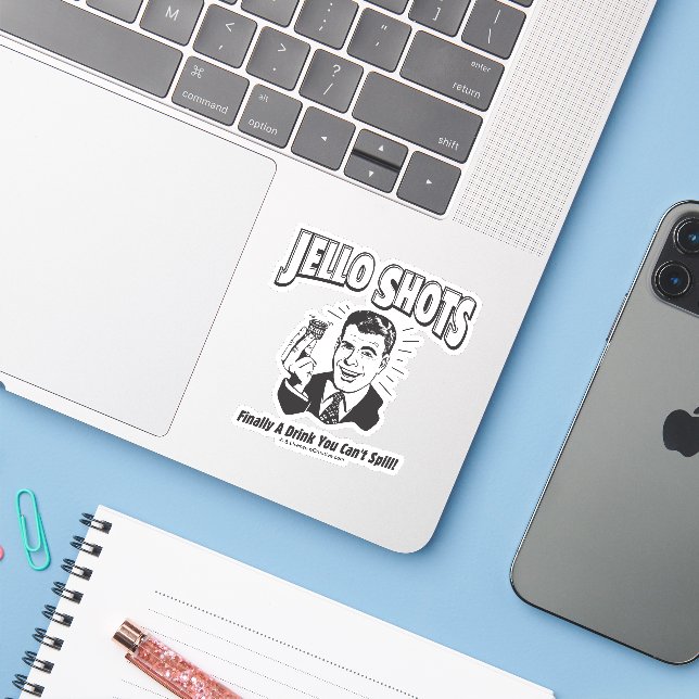 Jello Shots: Drink You Can't Spill Sticker (Laptop w/ iPhone)