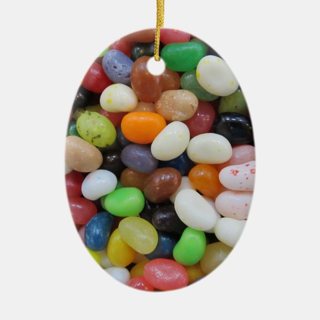 Jelly Bean black blue green Candy Texture Template Ceramic Ornament (Front)